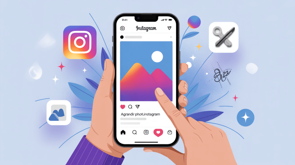 illustration agrandir photo insta smartphone