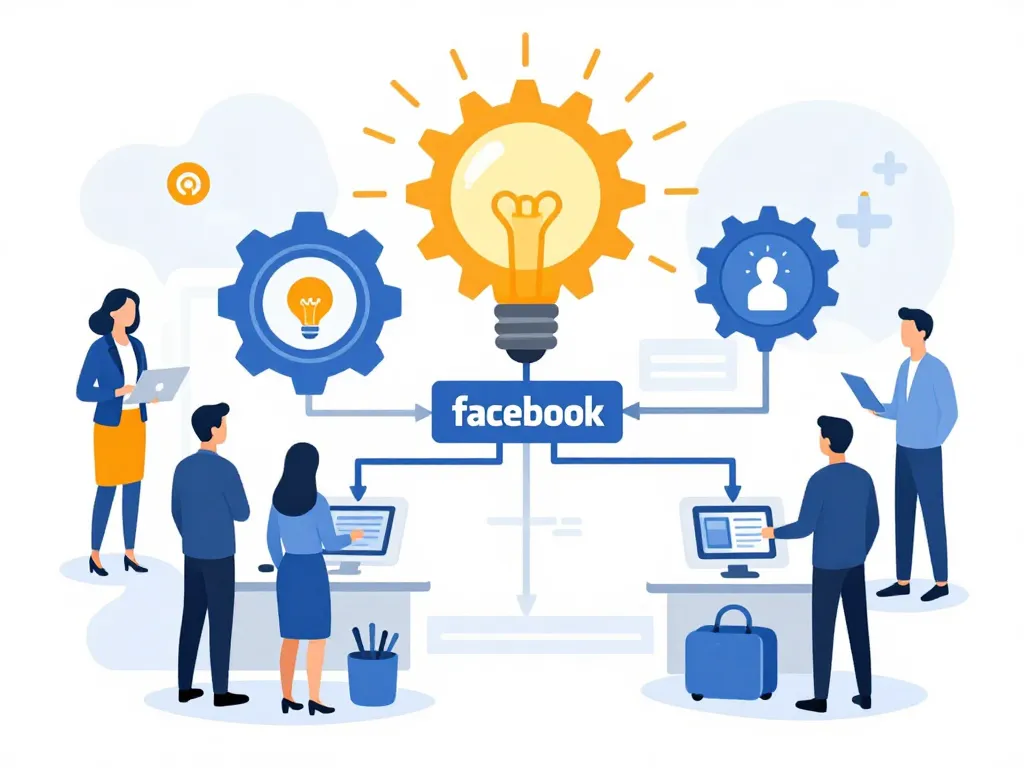illustration équipes automatisation facebook workflow