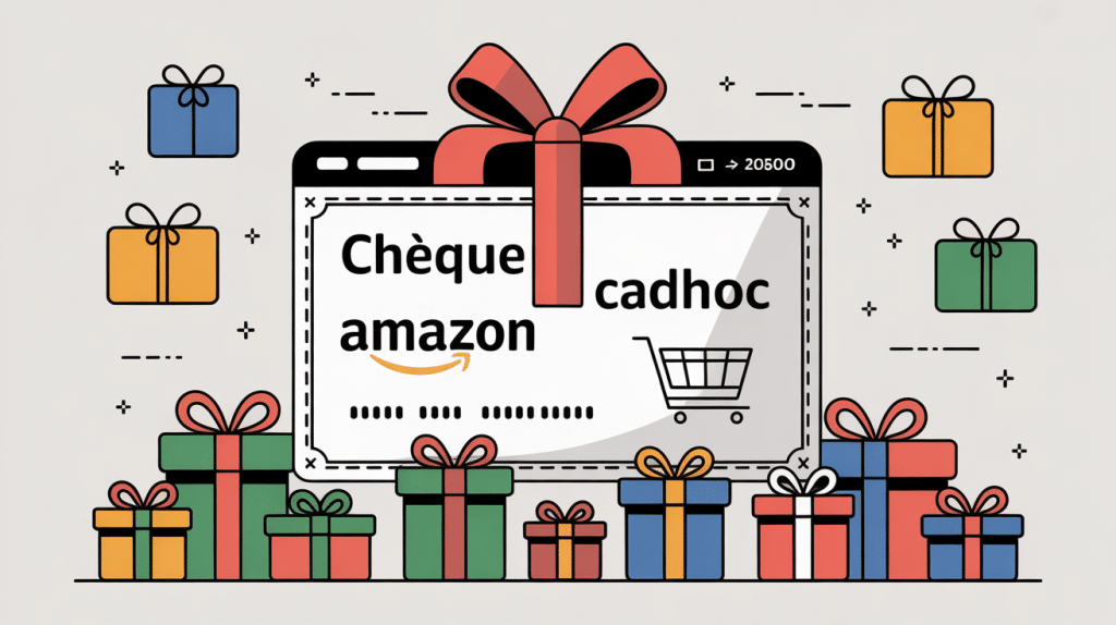 chèque cadhoc amazon illustration chèque cadeau et écran shopping