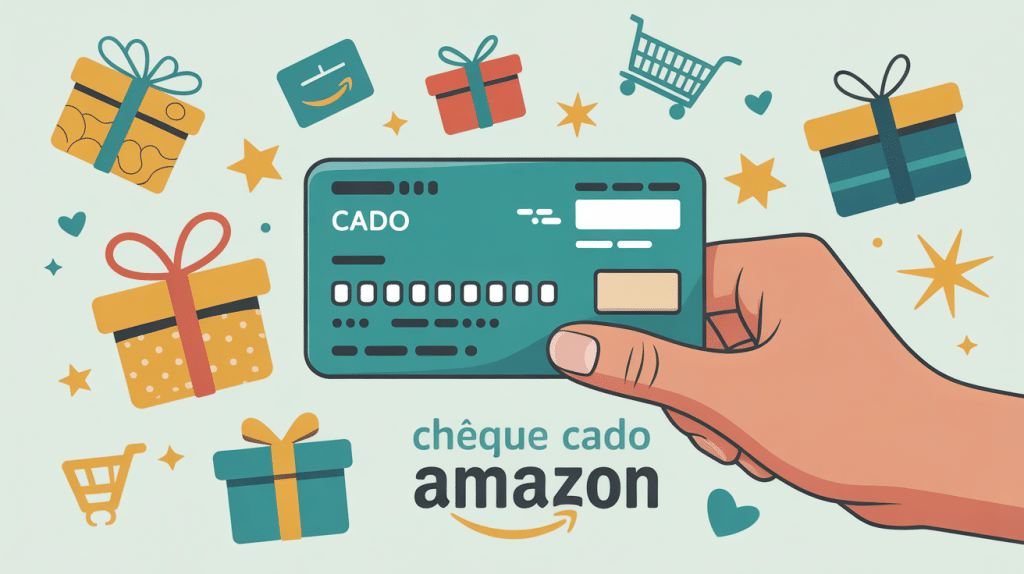 illustration chèque cadoc amazon et achat en ligne