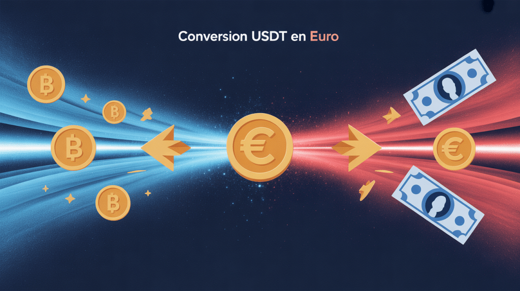 illustration conversion usdt en euro moderne