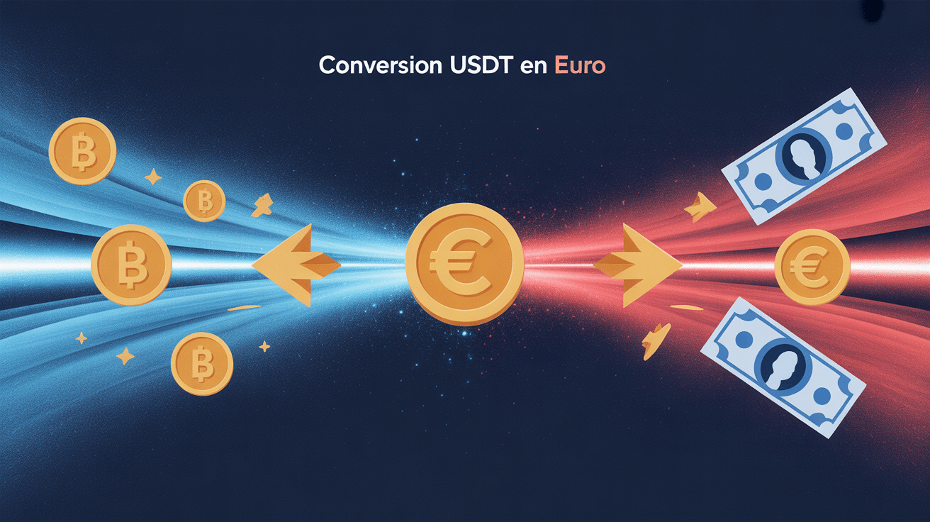 illustration conversion usdt en euro moderne