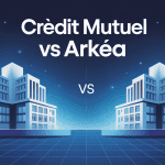 Différence entre Crédit Mutuel et Crédit Mutuel Arkéa illustration vectorielle moderne