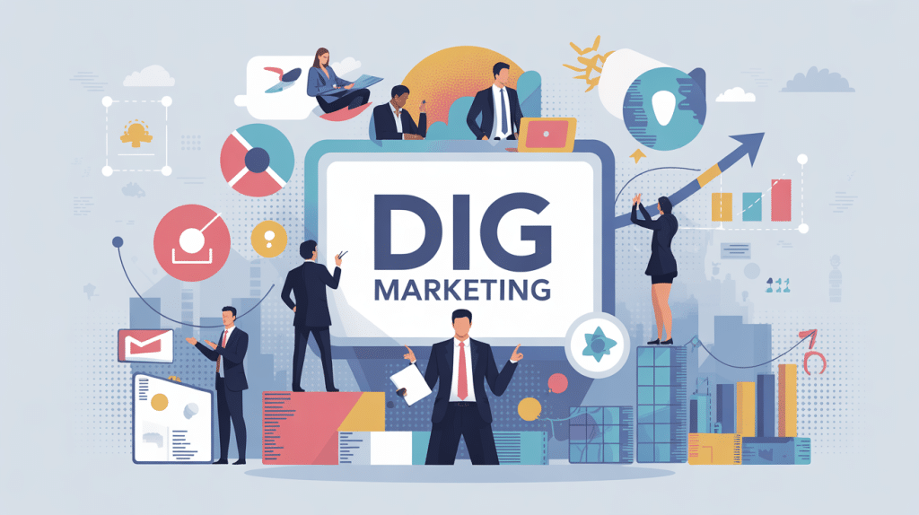 Illustration dig marketing digital conseil