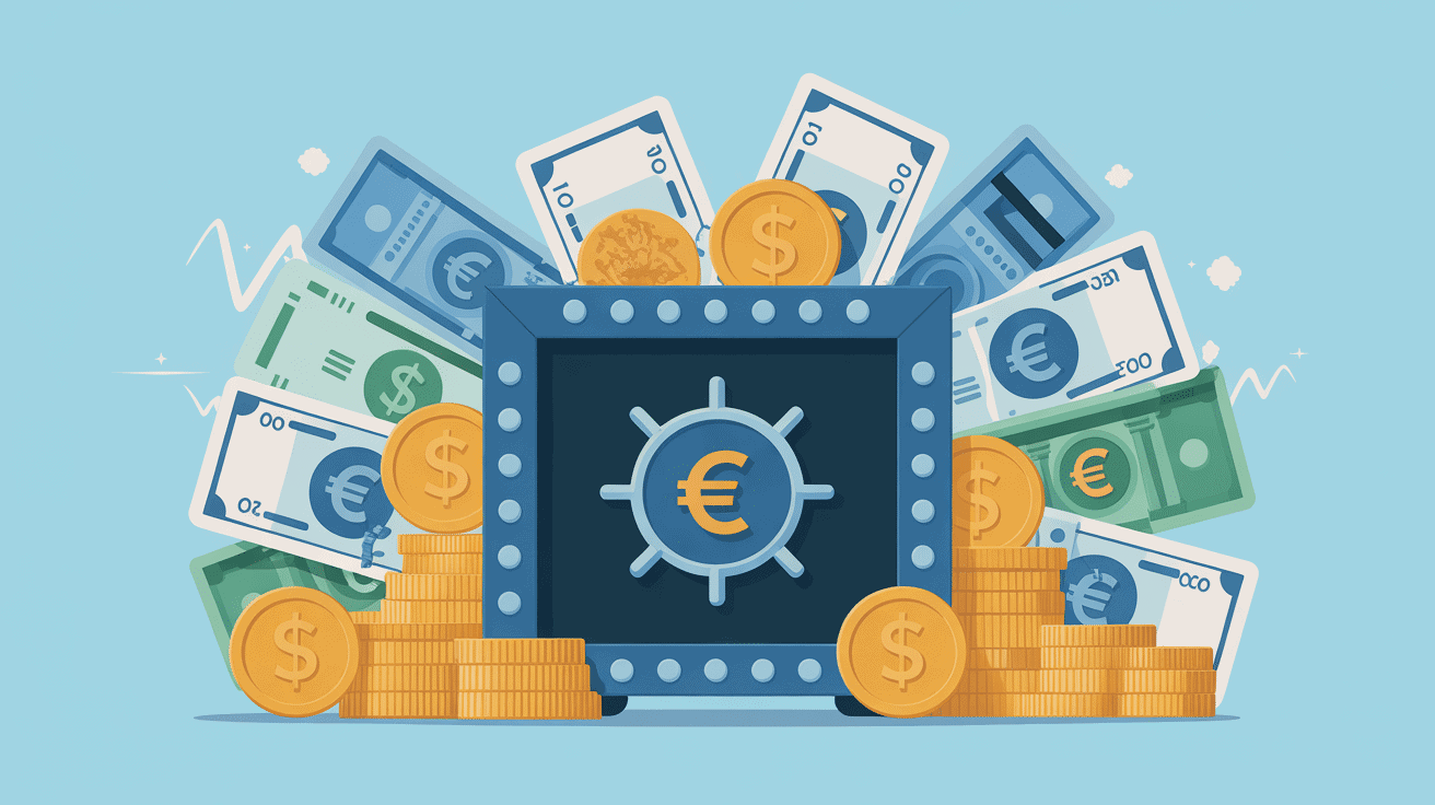 illustration fond en euros assurance vie coffre fort sécurisé