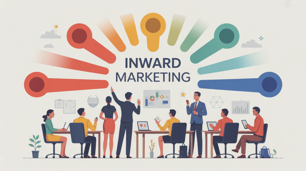 illustration inward marketing équipe collaborateur coeur entreprise