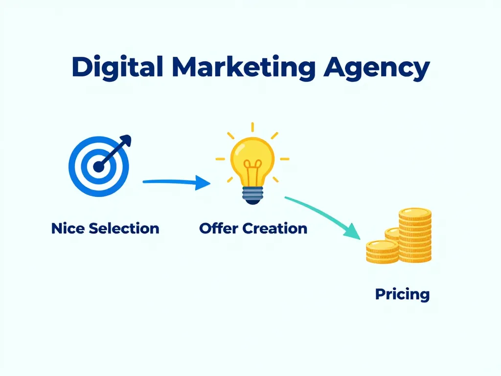 Diagramme étapes clés smma création offre niche tarification