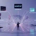 Illustration pour monétiser l’intelligence artificielle : flux de données vers revenus