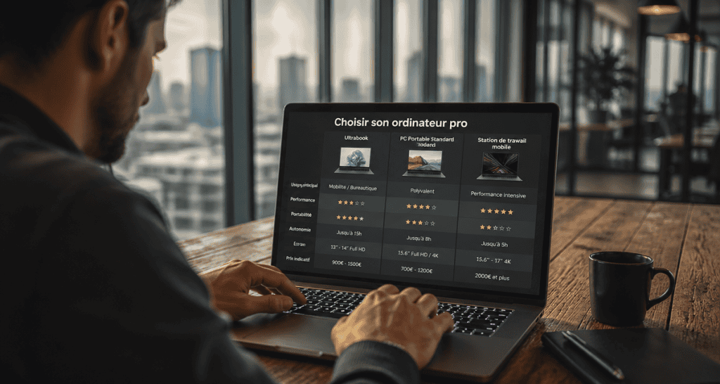 ordinateur portable pour travailler consultant open space