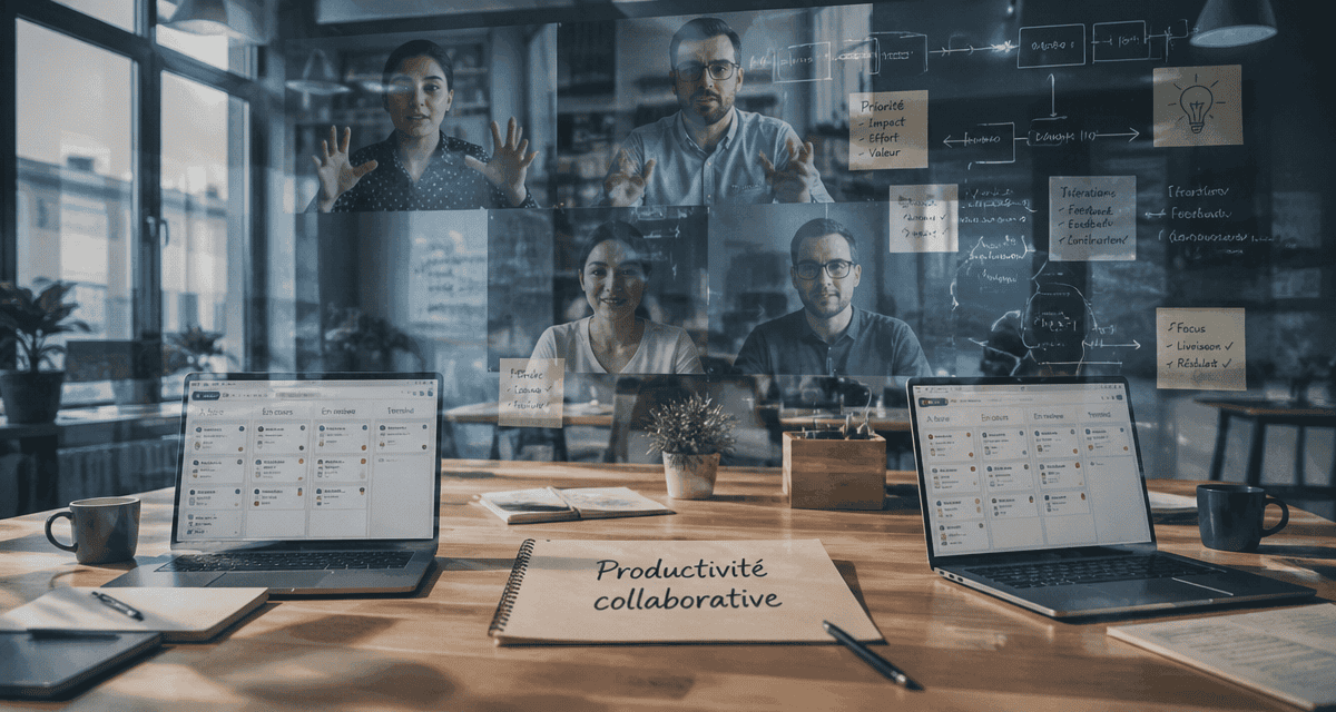 Outils collaboratif visioconférence tableau Kanban