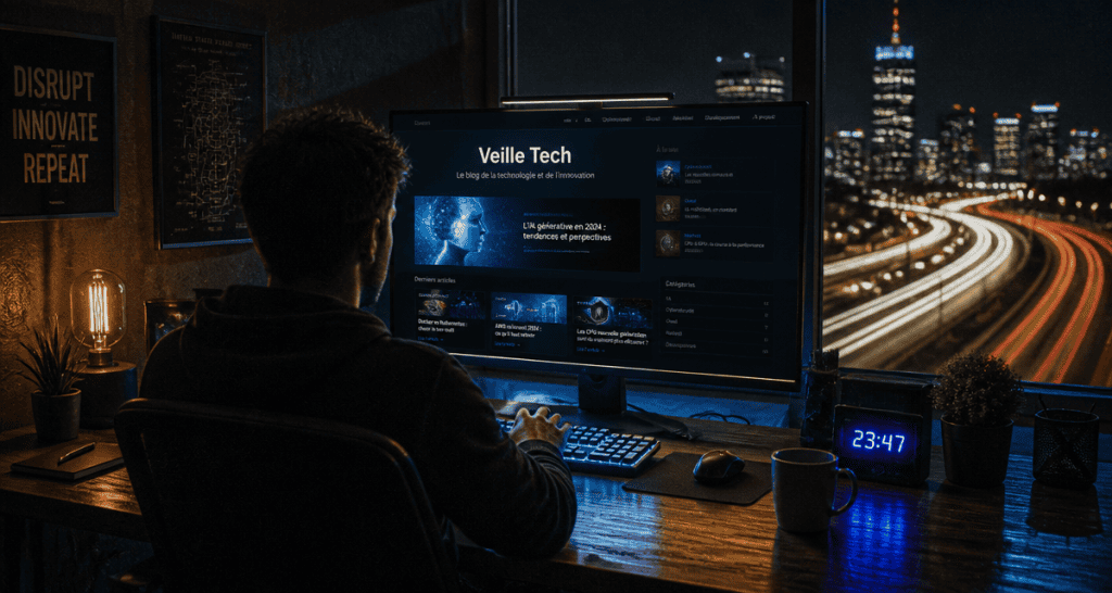 blog technologie professionnel écran bureau nuit