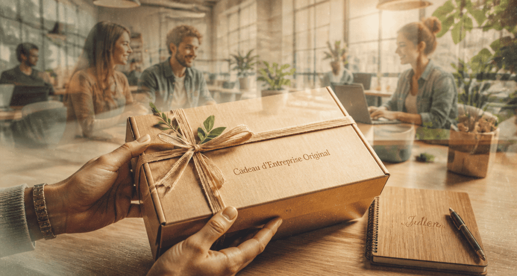 cadeau entreprise original offert sur bureau moderne