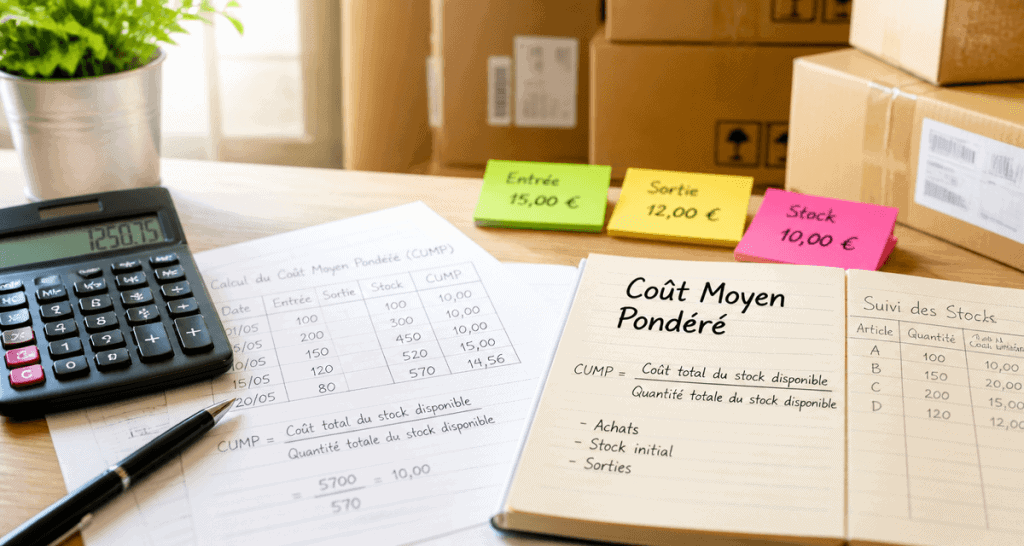 calcul cout moyen pondéré carnet et calculatrice