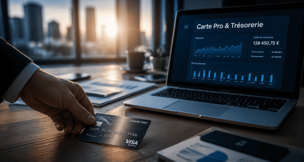 carte bancaire pro sur bureau avec ordinateur