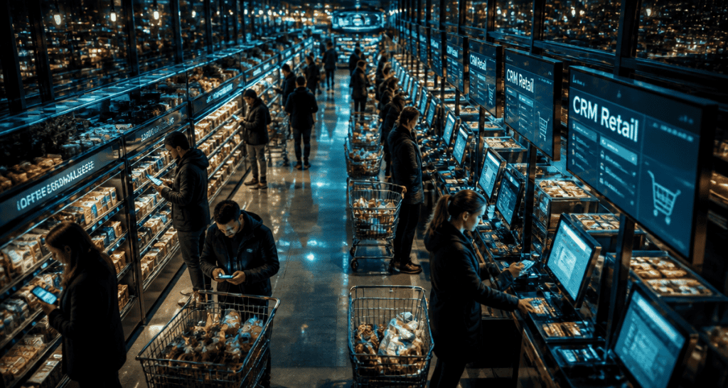 crm grande distribution clients supermarché nuit