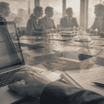 droit et finance forum, main sur clavier et documents