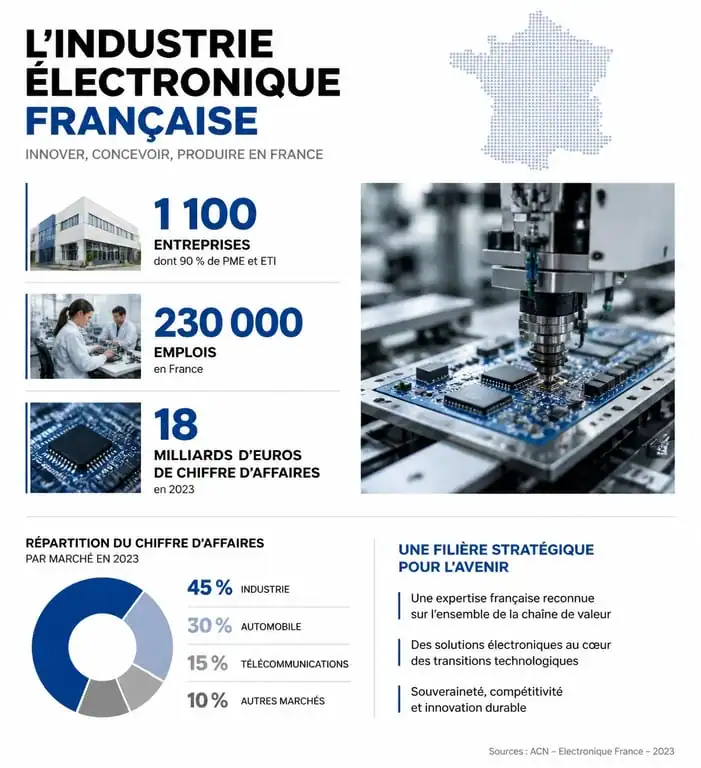 Chiffres clés de l'industrie électronique en France : entreprises, emplois et chiffre d'affaires