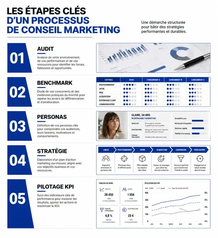 Processus de conseil marketing en 5 étapes clés pour une stratégie efficace