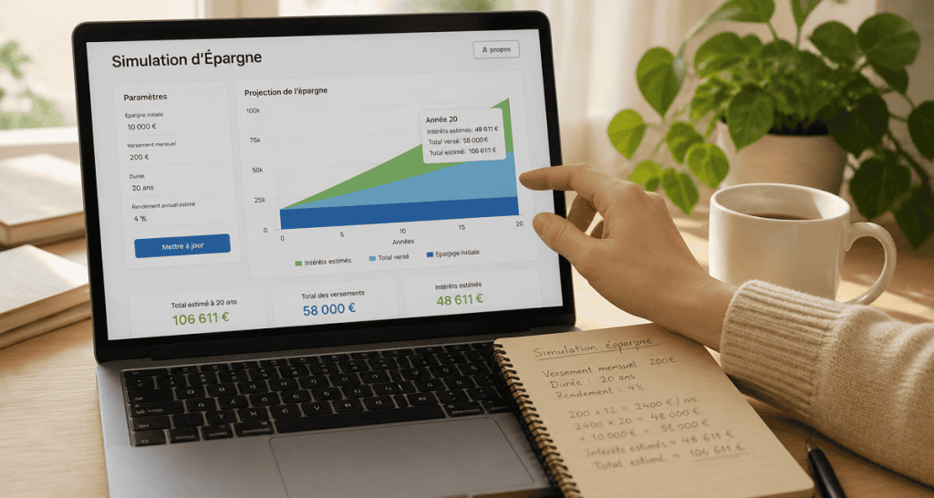 epargne simulation graphique sur ordinateur