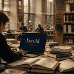 leo ai avis étudiant sur ordinateur en bibliothèque