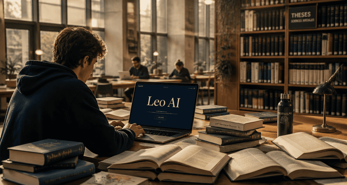 leo ai avis étudiant sur ordinateur en bibliothèque