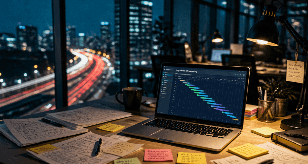 logiciel retroplanning sur écran ordinateur