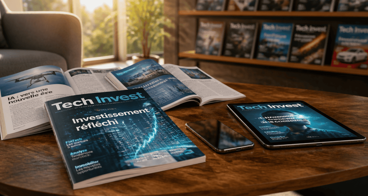 magazine high tech sur table en salon