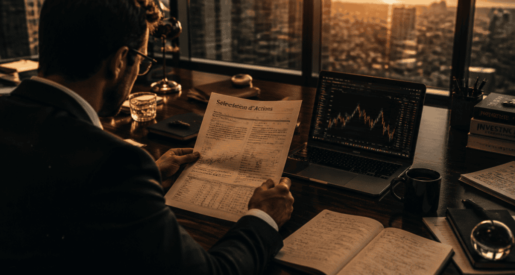 investisseur analyse meilleur action bourse sur bureau moderne