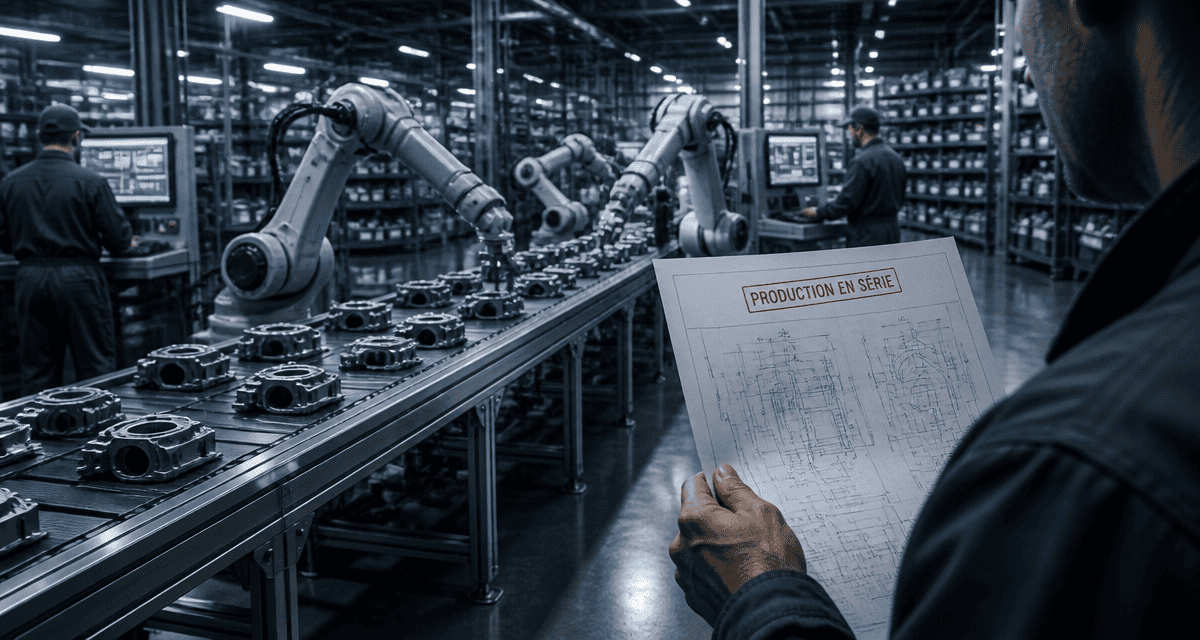 production en série chaîne de montage bras robotisés