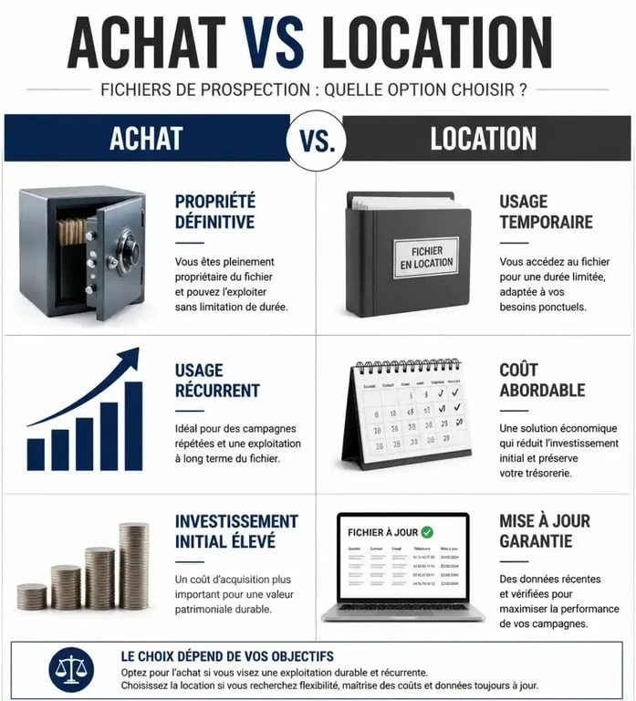 Comparatif achat vs location de fichier de prospection pour vos campagnes marketing