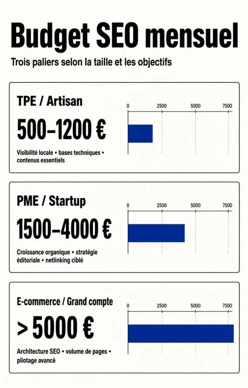 Infographie des budgets mensuels pour le référencement SEO sur Google