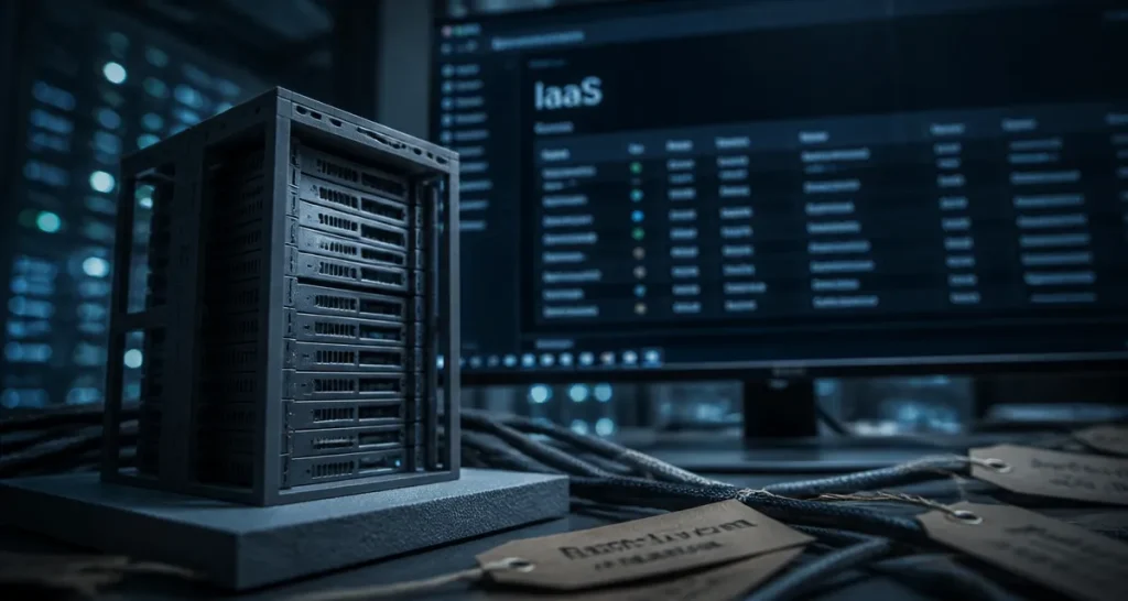 Infrastructure as a service : vue rack serveurs et tableau IaaS