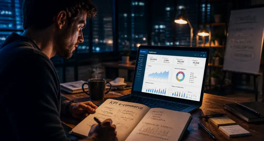kpi e commerce tableau de bord sur ordinateur