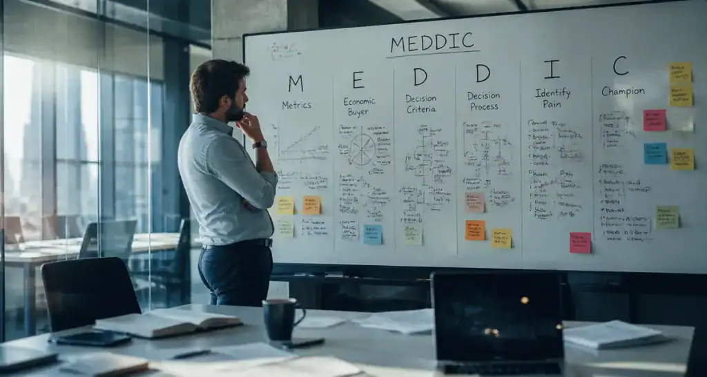 manager analyse methode meddic sur tableau blanc