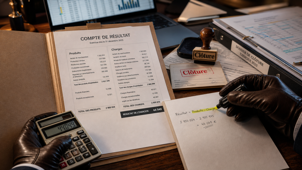 Résultat comptable : calcul produits charges, interprétation et clôture