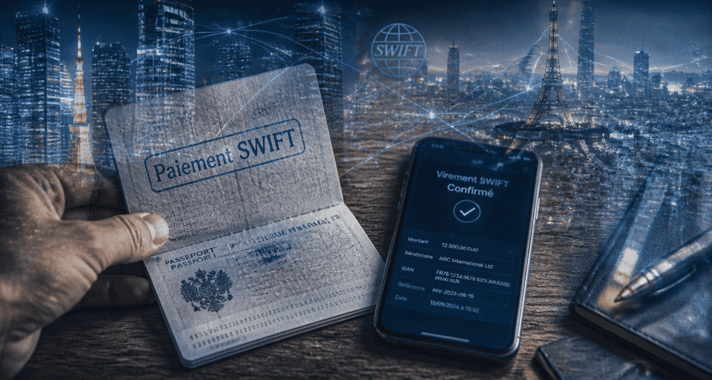swift paiement passeport smartphone gratte-ciel