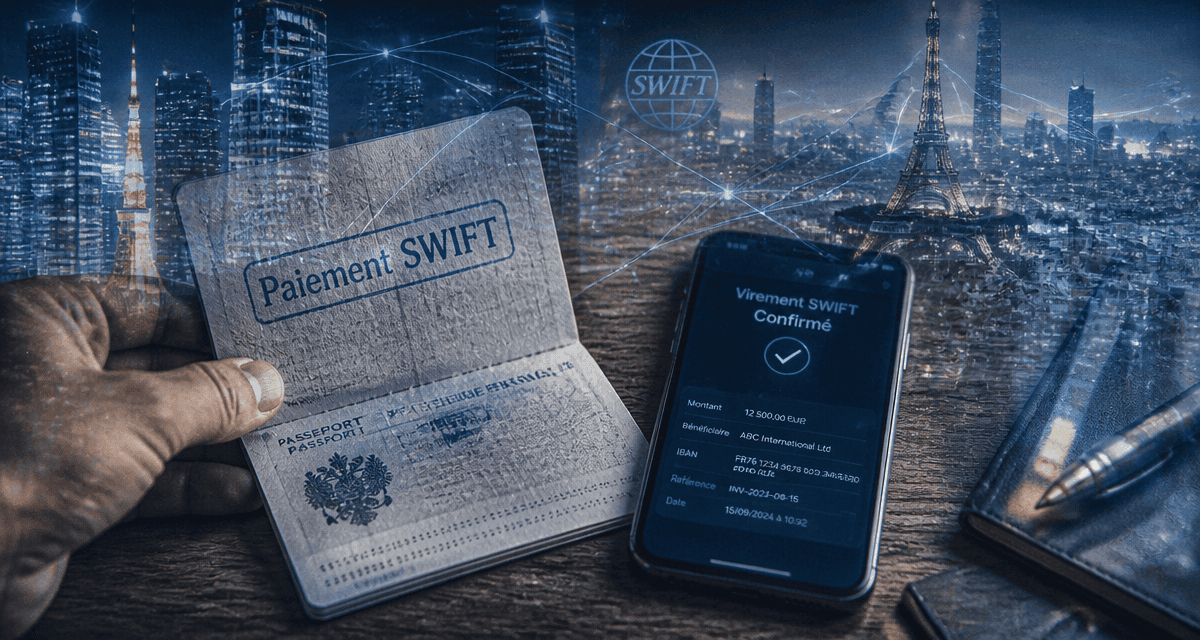 swift paiement passeport smartphone gratte-ciel