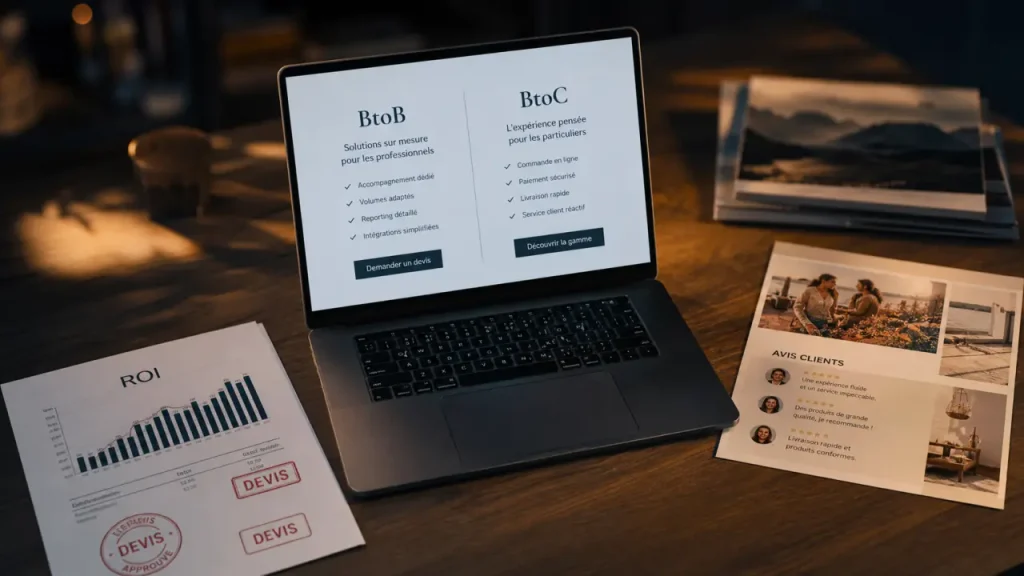 BtoB et BtoC : la cible change le cycle de vente, la preuve et le message