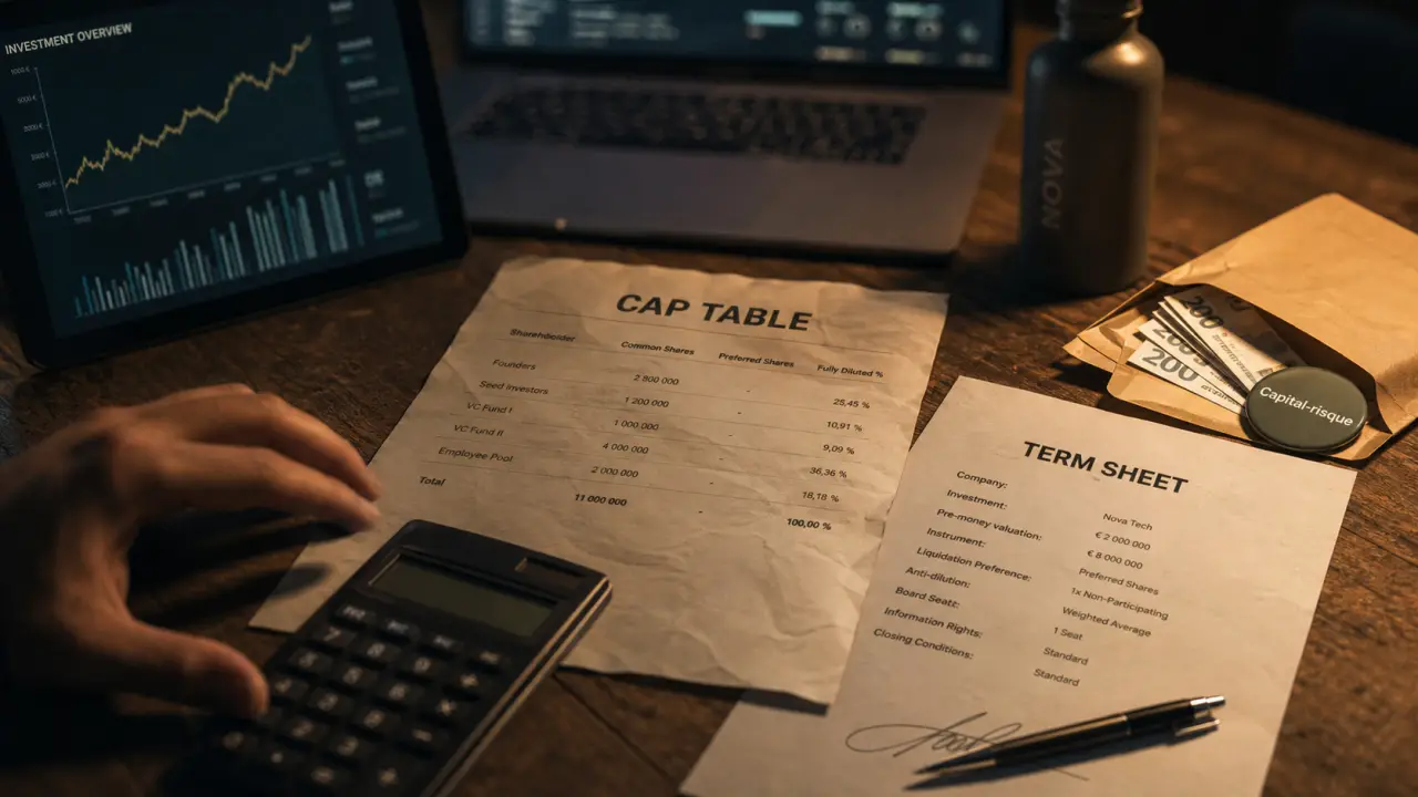 Capital venture pour financer une startup sans dette : term sheet et cap table
