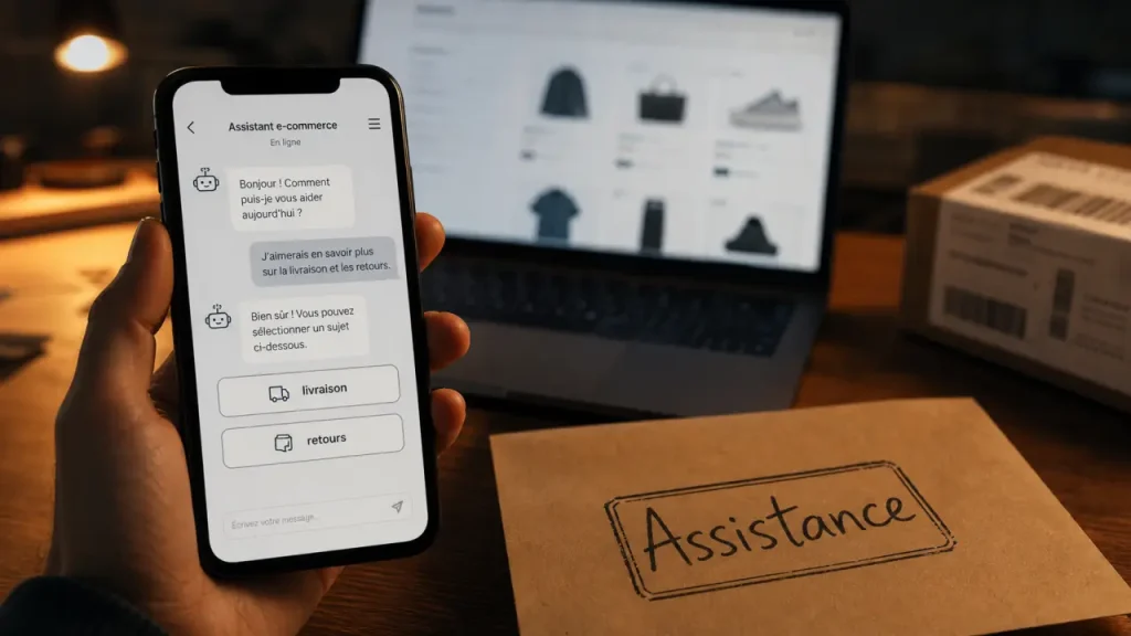 Chatbot e-commerce sur smartphone : livraison et retours