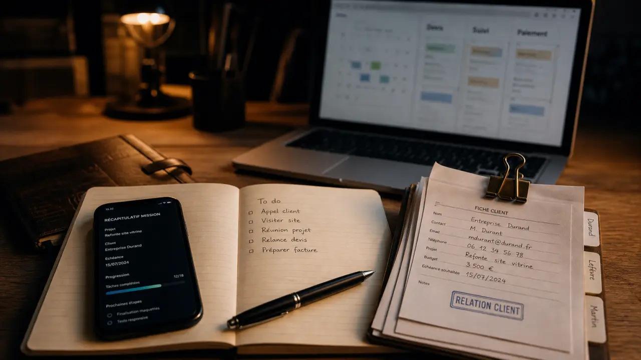 Gestion de la relation client pour indépendants : carnet et suivi client au bureau