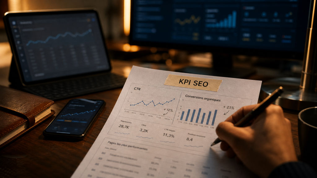 KPI SEO : tableau de bord pour trafic organique et conversions