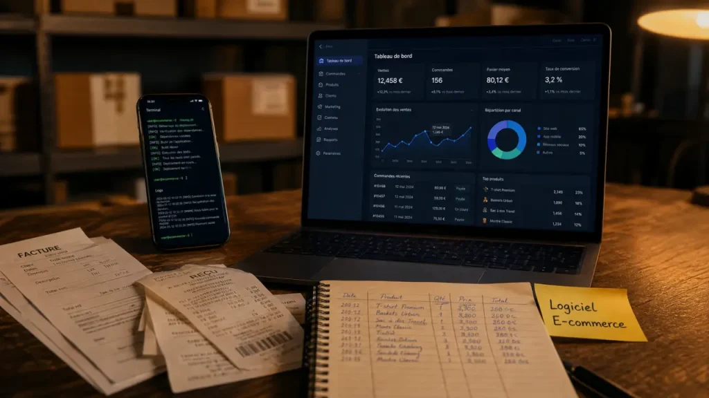 Logiciel e-commerce : SaaS, open source ou headless sur écran