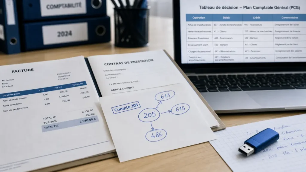 Compte comptable logiciel : quand utiliser le 205, le 613, le 615 ou le 486