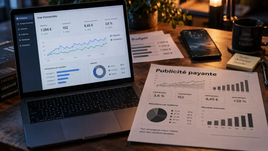 La publicité payante accélère la visibilité, mais le canal détermine la conversion